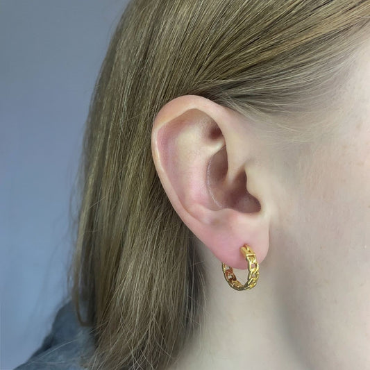 Sterling Silver Gold Plated Chain Hoops