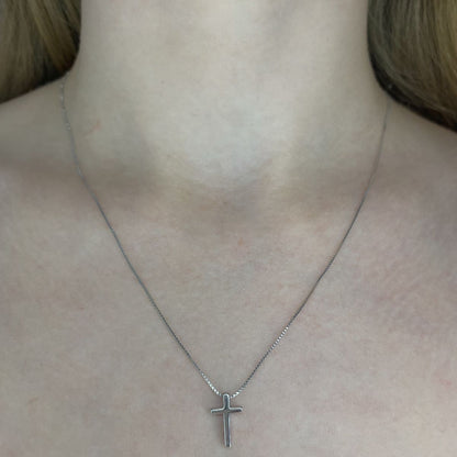 Sterling Silver Rhodium Plated Cross Necklace