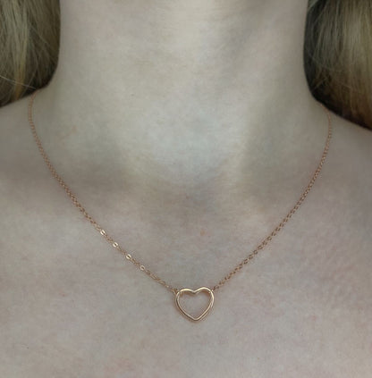 Sterling Silver Rose Gold Plated Heart Necklace