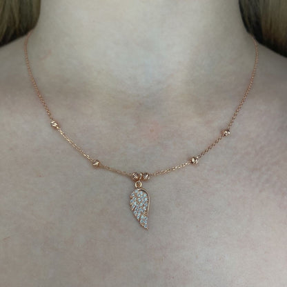 Sterling Silver Rose Gold Plated Necklace "Half a Wing"