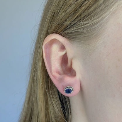 Sterling Silver Oval Iolite Studs