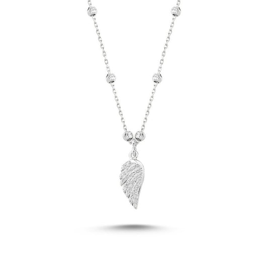 Sterling Silver Rhodium Plated Necklace "Half a Wing"