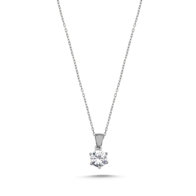 Sterling Silver Rhodium Plated CZ Pendant Necklace