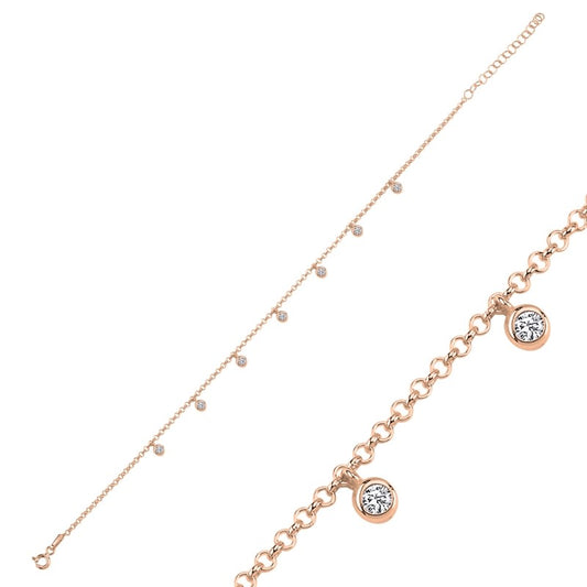 Sterling Silver Rose Gold Plated CZ Bracelet