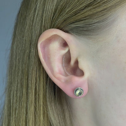 Sterling Silver Citrine Stone Round Studs