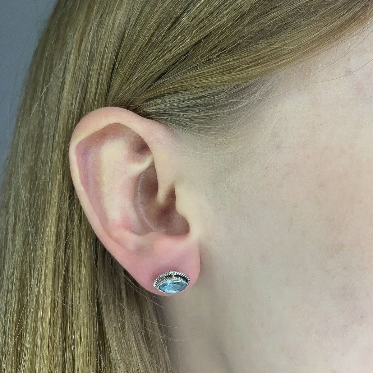 Sterling Silver Blue Topaz Studs