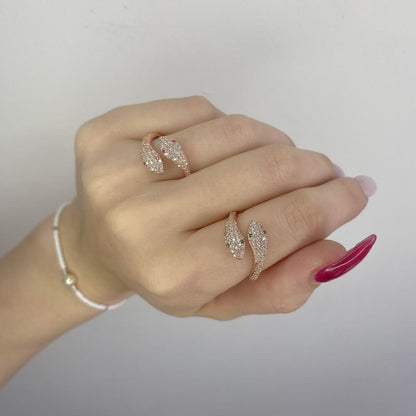 Sterling Silver Rose Gold Plated CZ Snake Ring