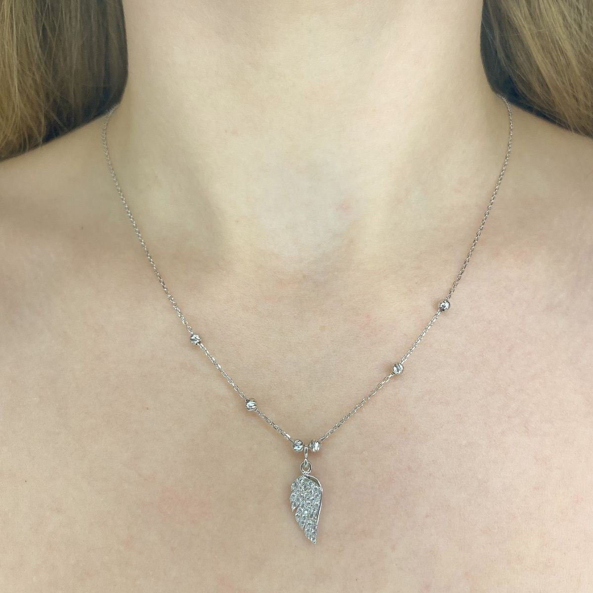 Sterling Silver Rhodium Plated Necklace "Half a Wing"