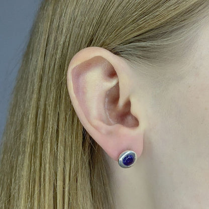 Sterling Silver Round Iolite Studs