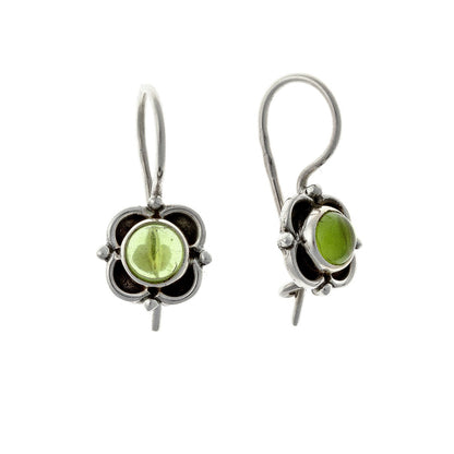 Sterling Silver Peridot Flower Earrings