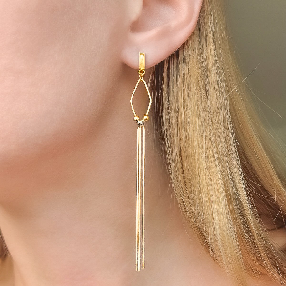 Sterling Silver Gold Plated Chain Drop Earrings