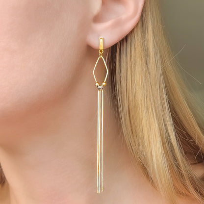 Sterling Silver Gold Plated Chain Drop Earrings