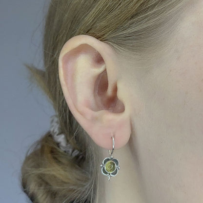 Sterling Silver Peridot Flower Earrings