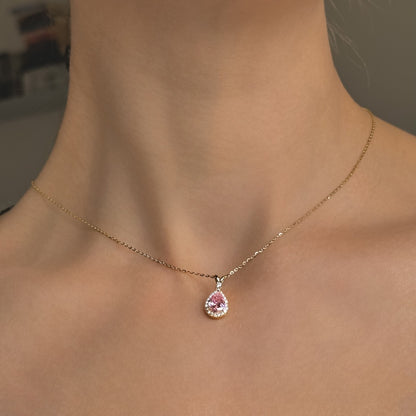 Sterling Silver Rhodium Plated CZ Teardrop Necklace