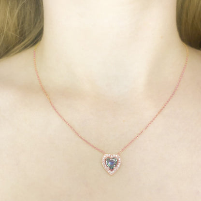 Sterling Silver Rose Gold Plated Mystic Topaz Necklace