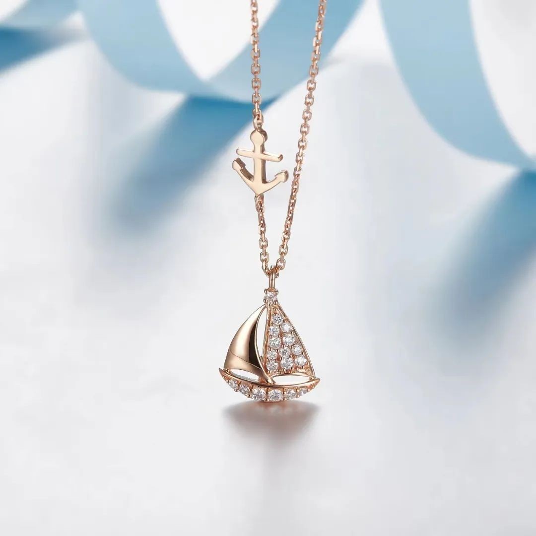 Sterling Silver CZ Sailboat Necklace