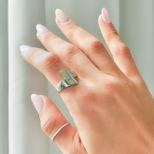 Sterling Silver Rhodium Plated Wide Ring