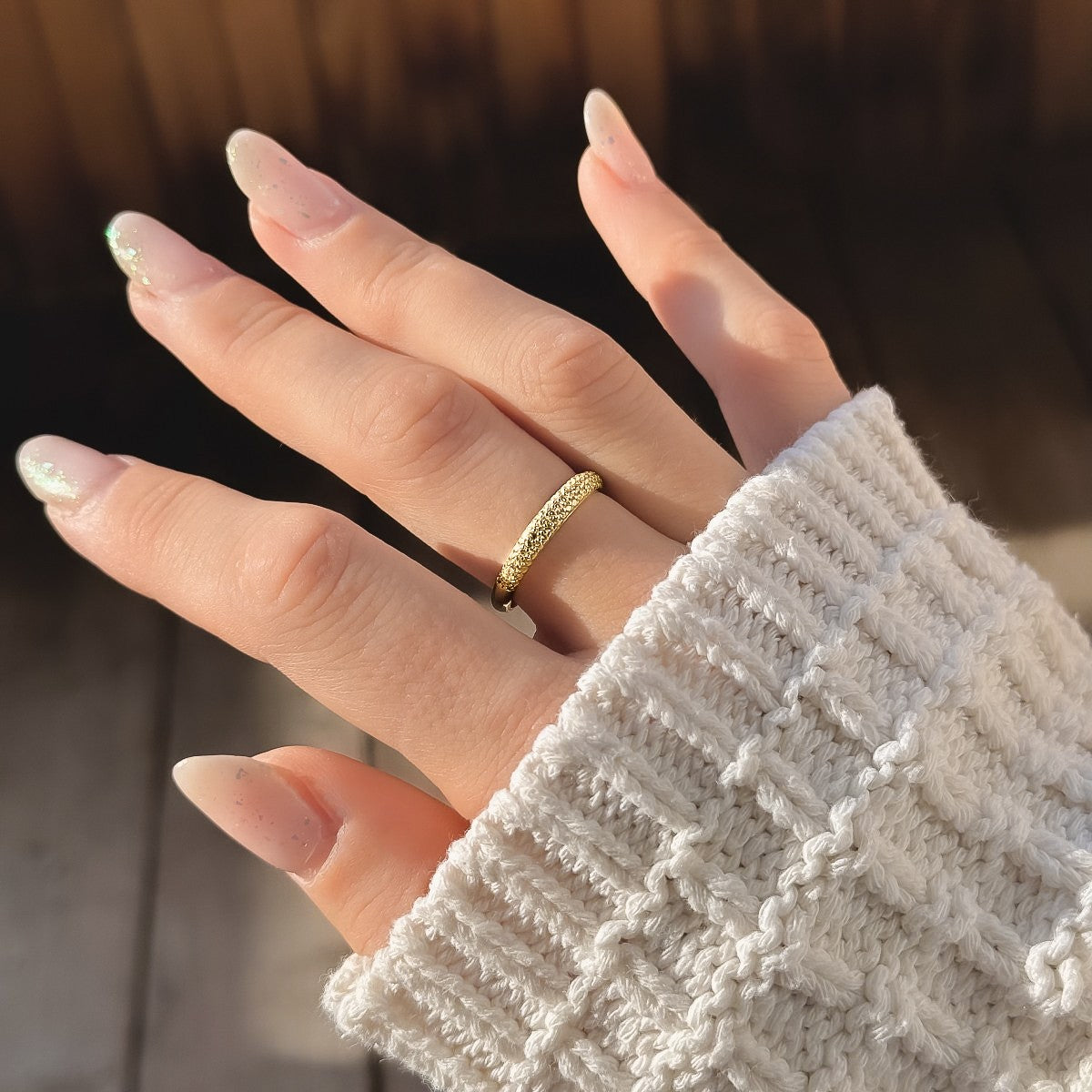 Scandinavian Silver Gold Plated Ring "Half Eternity"