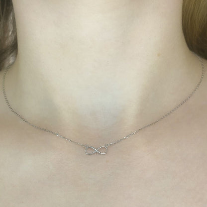 Sterling Silver Rhodium Plated Infinity Necklace