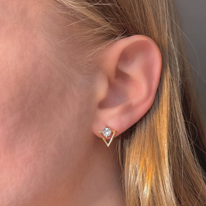 Sterling Silver Gold Plated CZ Studs