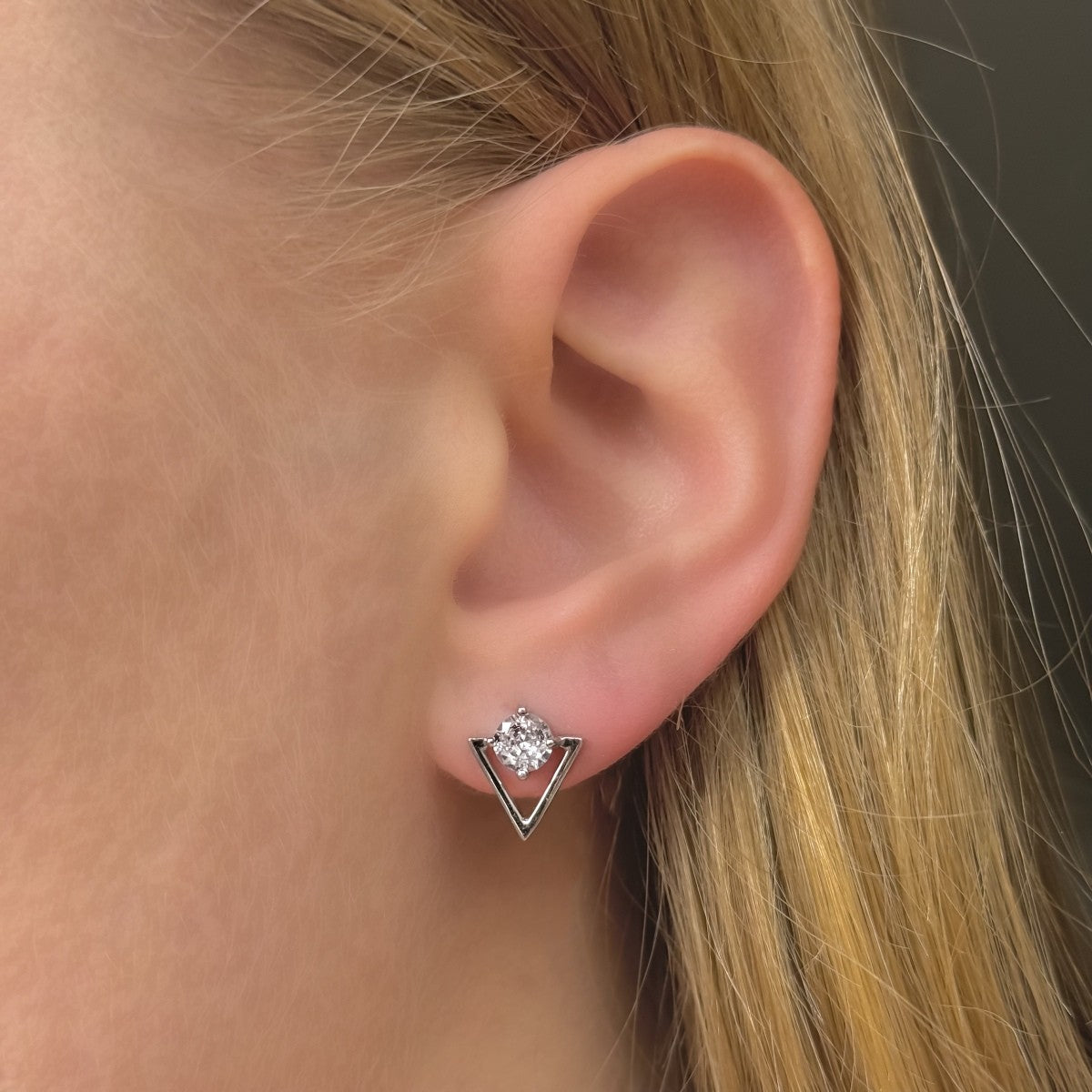 Sterling Silver Rhodium Plated CZ Studs