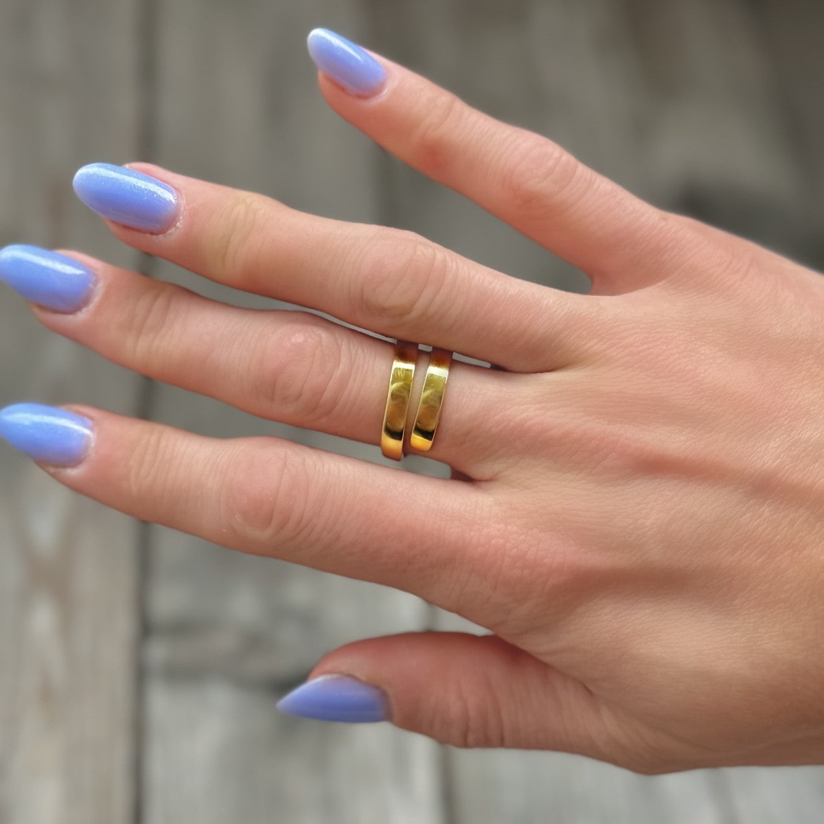 Sterling Silver Gold Plated Wide Ring