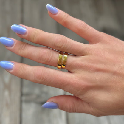 Sterling Silver Gold Plated Wide Ring