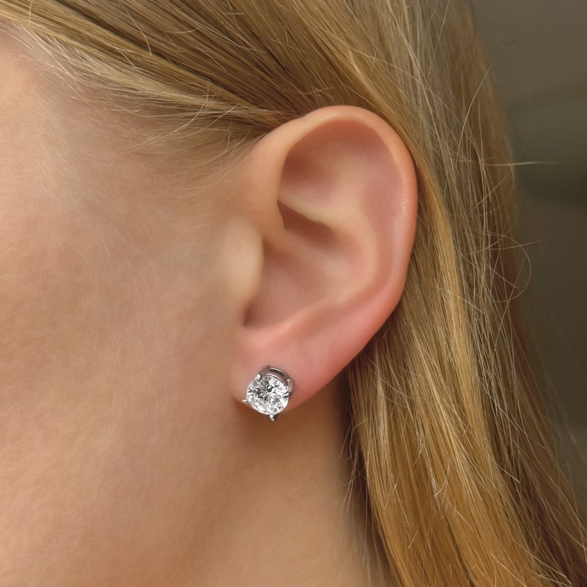 Sterling Silver Rhodium Plated 2 - 8 mm CZ Studs