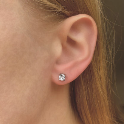 Sterling Silver Rhodium Plated 2 - 8 mm CZ Studs