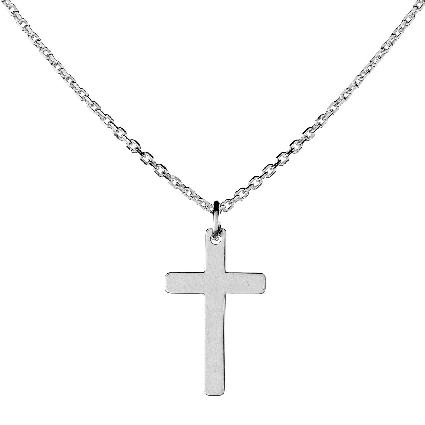 Sterling Silver Rhodium Plated Cross Necklace