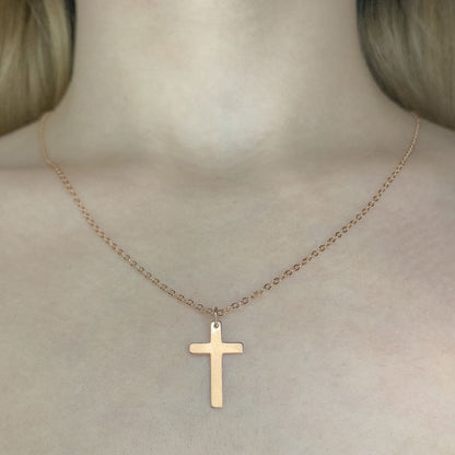 Sterling Silver Rose Gold Plated Cross Necklace