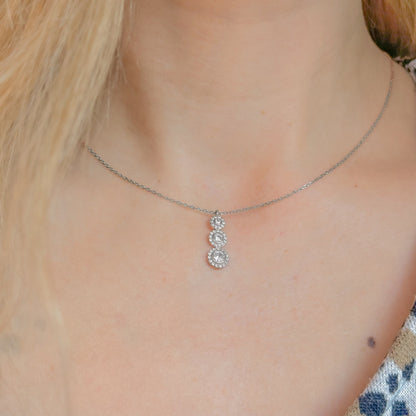 Sterling Silver Rhodium Plated CZ Necklace