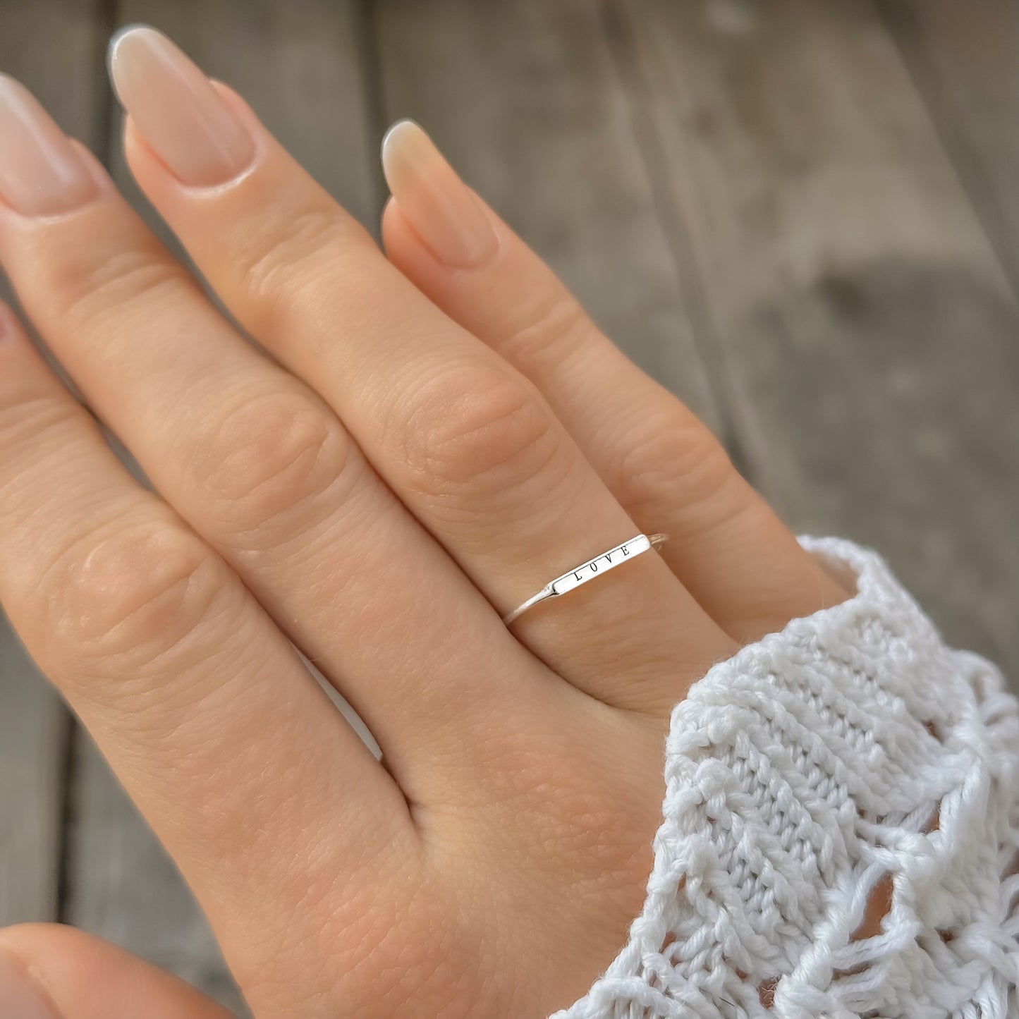 Sterling Silver Rhodium Plated LOVE Ring