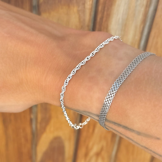 Sterling Silver 2 mm Rope Chain Bracelet