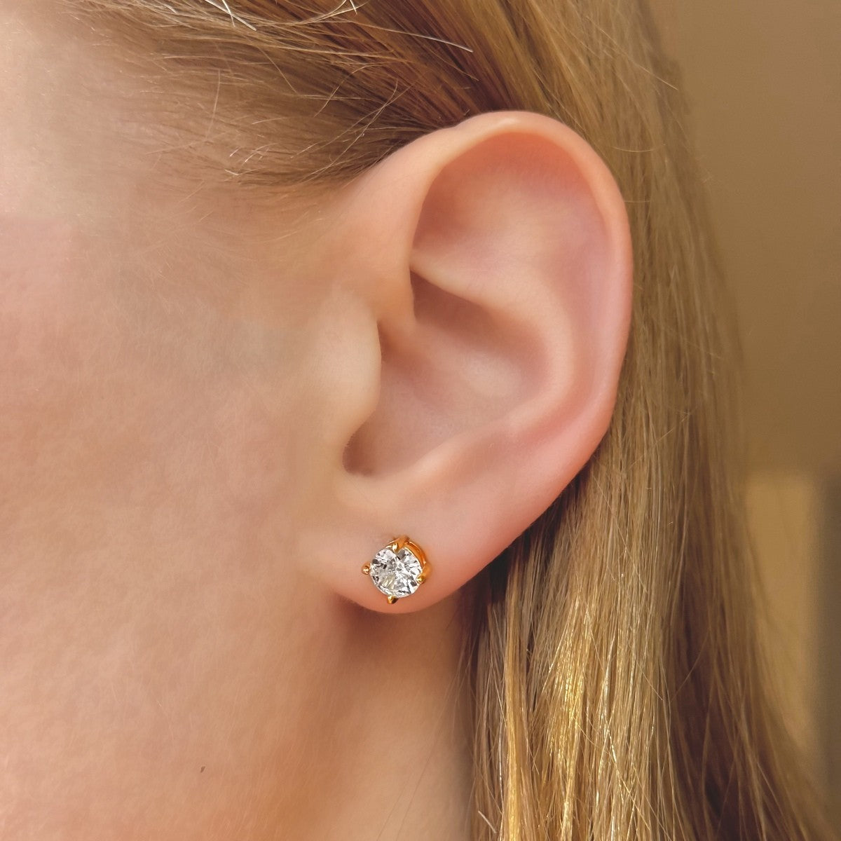 Sterling Silver Gold Plated 2 - 8 mm CZ Studs