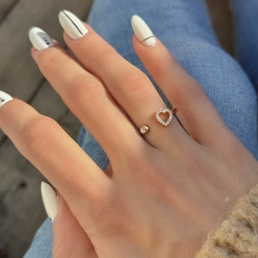 Sterling Silver Rose Gold Plated CZ Heart Ring