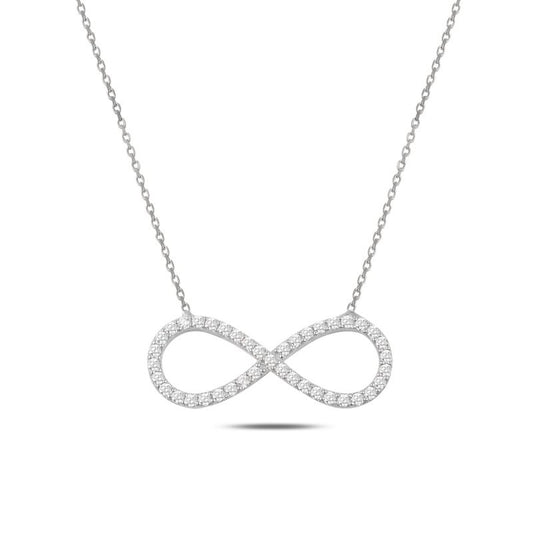 Sidabrinė rodžiuota begalybė su cirkoniu ir grandinėle