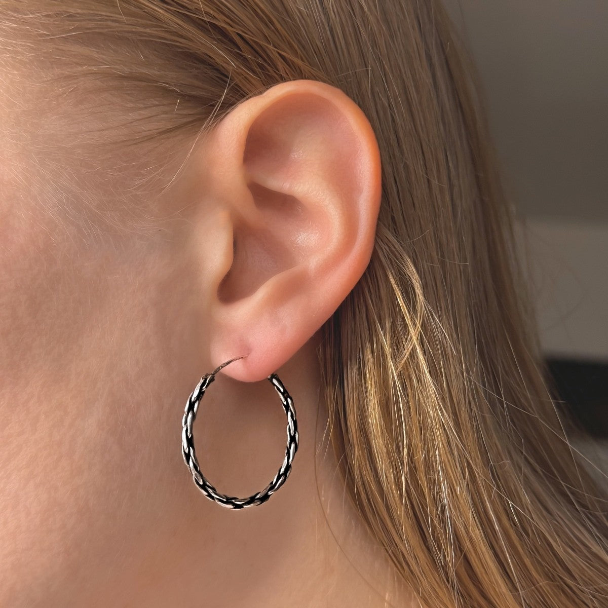 Oxidized Silver 12 - 30 mm Hoops