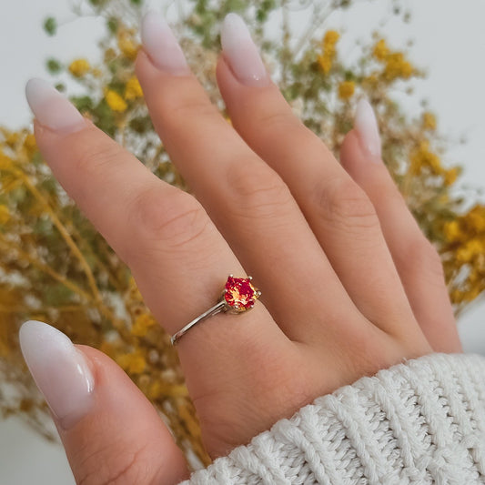 Silver Rhodium Plated CZ Crystal Ring