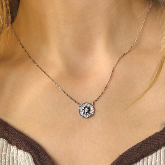 Sterling Silver Rhodium Plated CZ Necklace