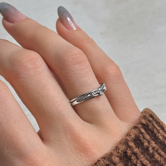 Sterling Silver Rhodium Plated CZ Ring