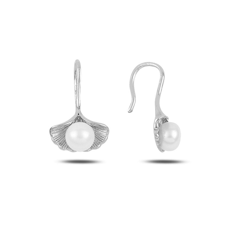 Sterling Silver Rhodium Plated Pearl Drop Earrings