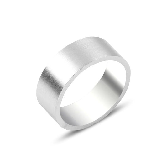 Sterling Silver Matte 8 mm Band Ring