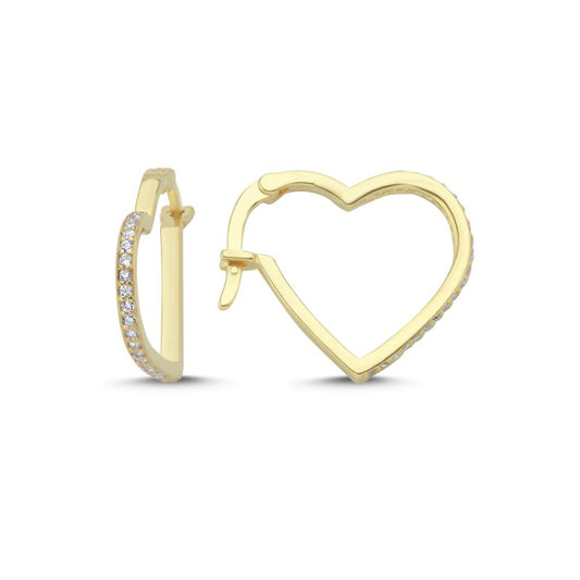 Sterling Silver Gold Plated English Lock Heart Earrings