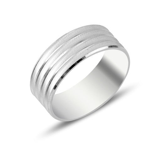 Sterling Silver Rhodium Plated 8 mm Band Ring