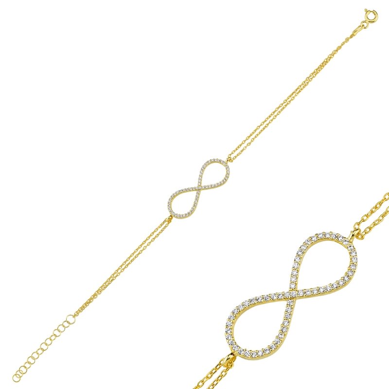 Sterling Silver Rhodium Plated CZ Infinity Bracelet
