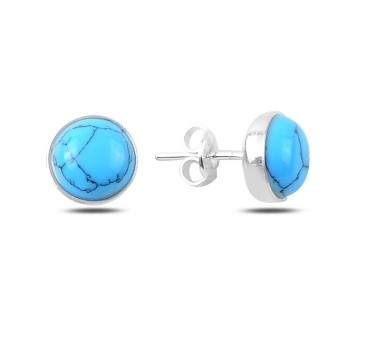 Sterling Silver Round Turquoise Studs