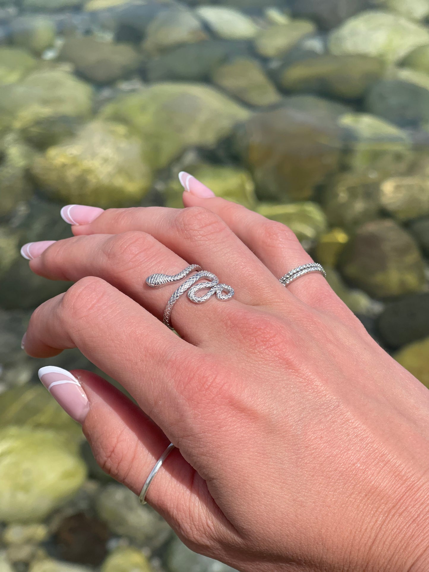 Silver Rhodium Plated Snake Ring