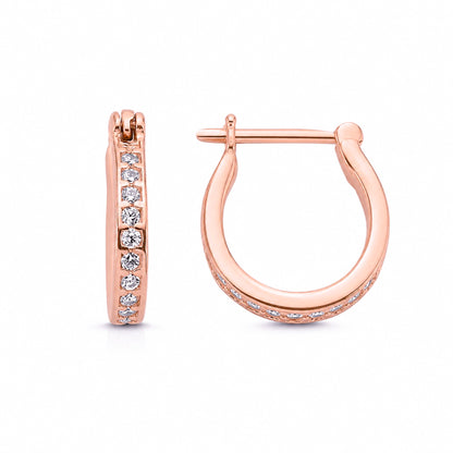 Sterling Silver Rhodium Plated CZ English Lock Earrings