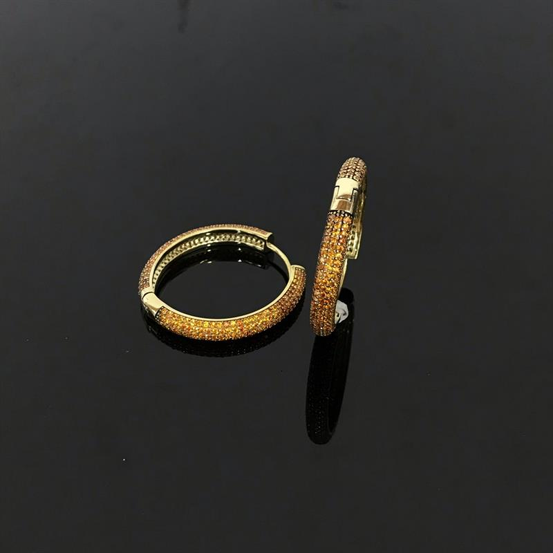 Sterling Silver Gold Plated CZ Hoops